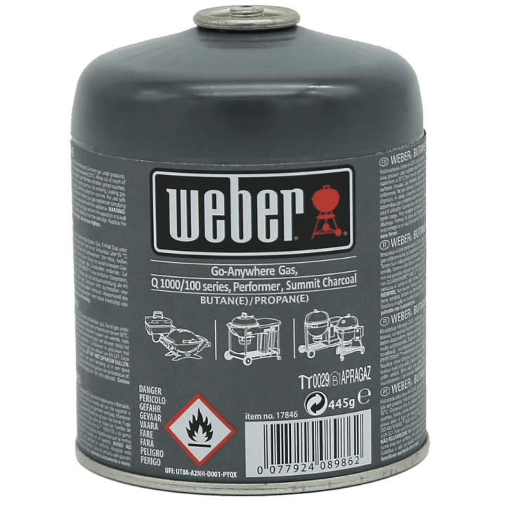 Weber 445G kaasupatruuna grilleihin butaani propaani käyttöaika noin 2 h