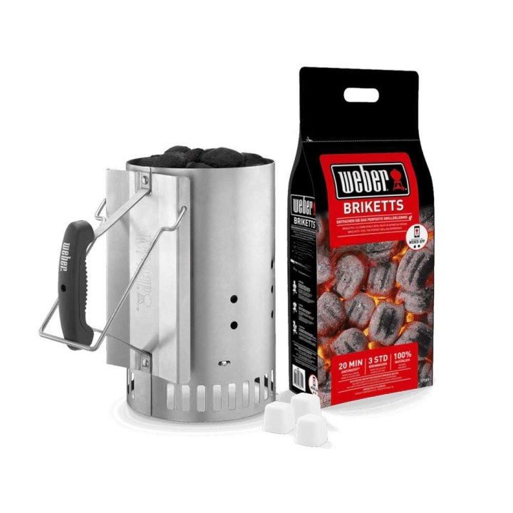Weber Rapidfire -sytytyspiippusetti, 2 kg brikettejä ja 3 sytytyskuutiota