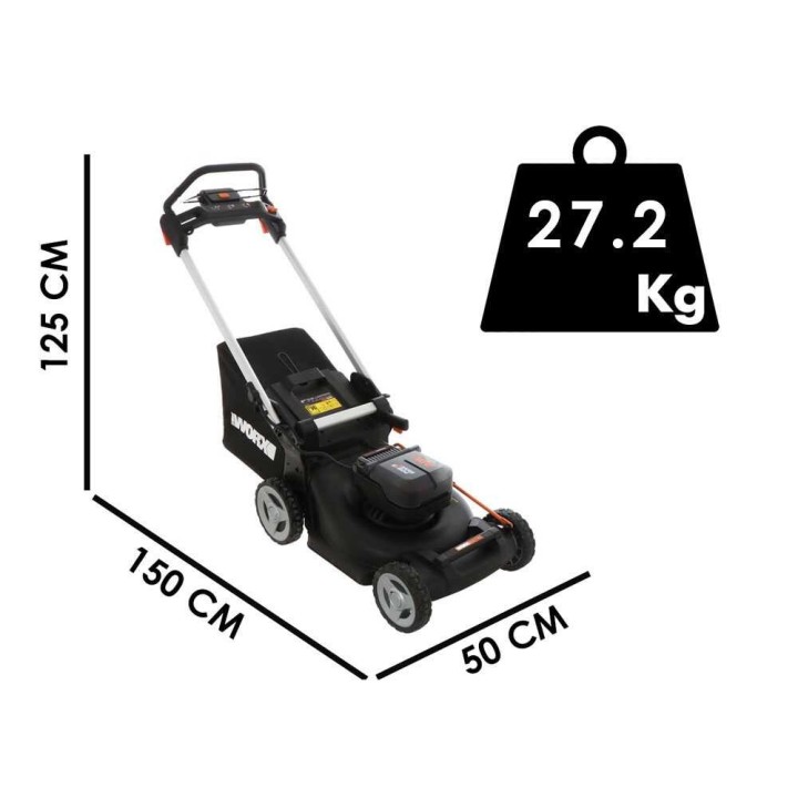 Worx Nitro WG748E akkuruohonleikkuri, 40 V, 46 cm, 2 × 4 Ah