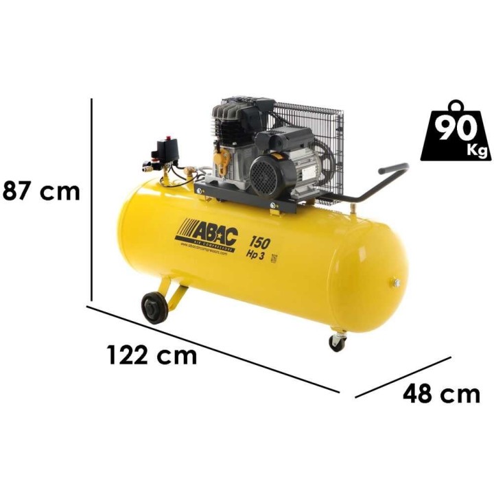 ABAC B26B/150 CM3 hihnakäyttöinen kompressori, 3 HP, 150 l, 230 V