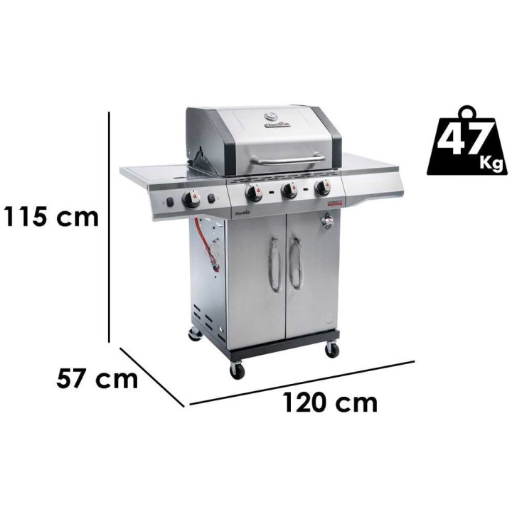 Char-Broil Performance Pro S 3 -kaasugrilli, 3 poltinta, sivukeitin, 8,4 kW
