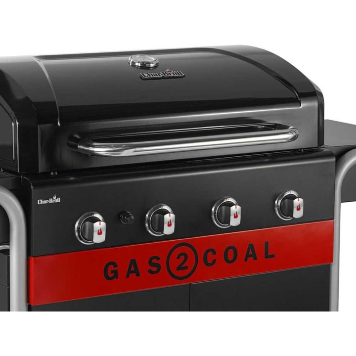 Char-Broil Gas2Coal 2.0 4B kaasu- ja hiiligrilli, 4 poltinta, 15,2 kW
