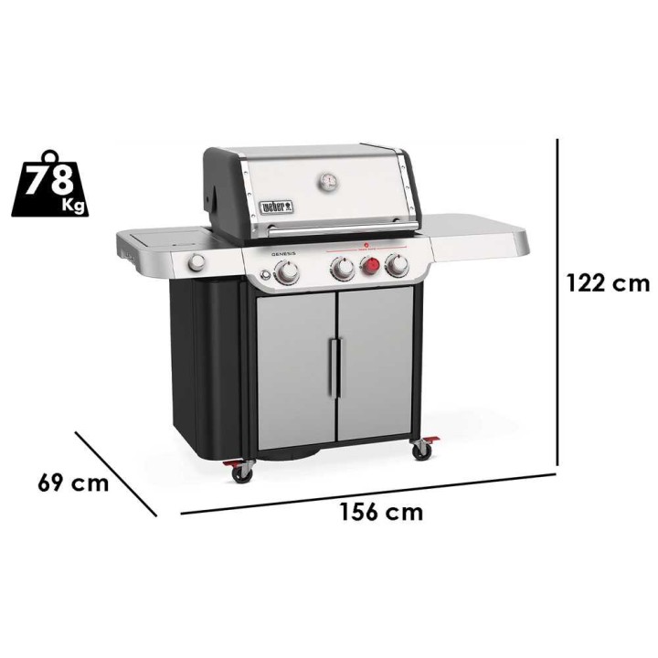 Weber Genesis S-335 kaasugrilli, 3 poltinta, 11,4 kW, 68 × 48 cm