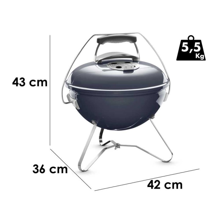 Weber Smokey Joe Premium Blue kannettava hiiligrilli, Ø 37 cm, emaloitu teräs
