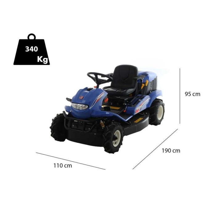 Iseki SRA 950A 2WD traktorimallinen silppurileikkuri, Kawasaki 726 cm³, hydrostaattinen
