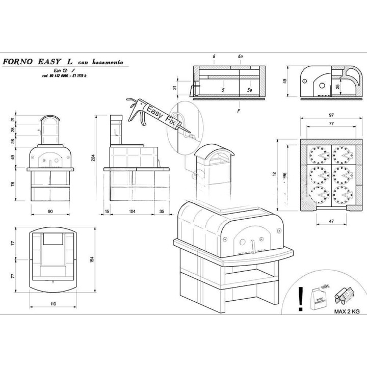 Palazzetti Easy Large -puu-uuni jalustalla, paistokammio 77 × 96 cm