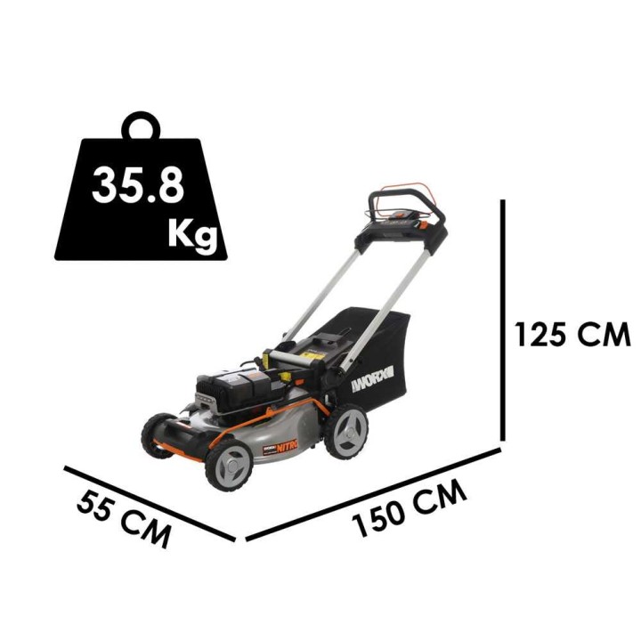 Worx Nitro WG761E vetävä akkuruohonleikkuri, 80 V, 51 cm
