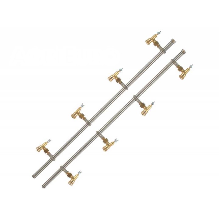 Ruostumattomat ruiskutustangot 4+4, messinkiset perhosruiskut, 95 cm