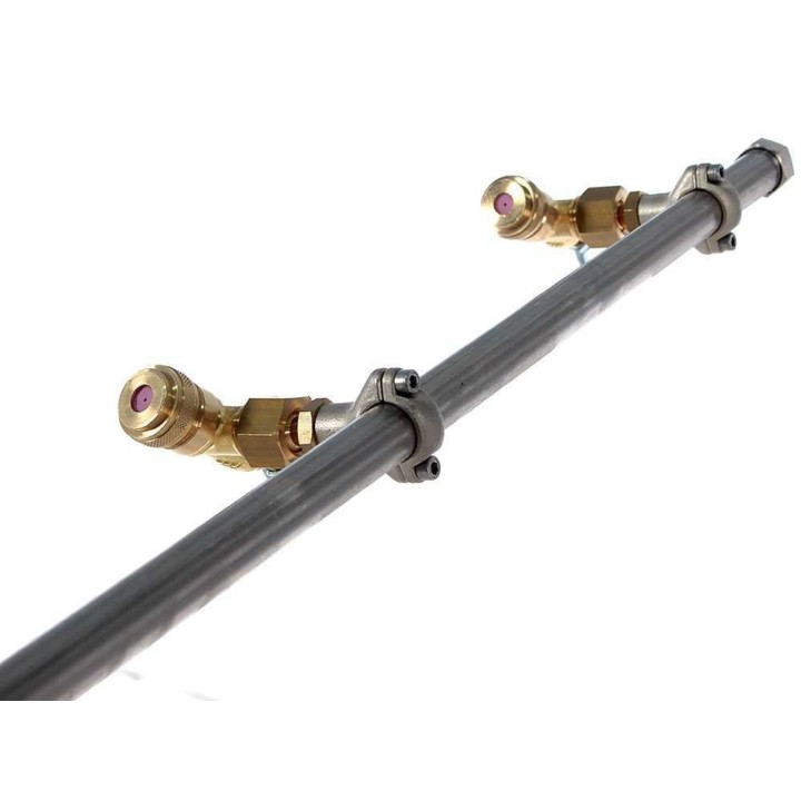 Ruostumattomat ruiskutustangot 4+4, messinkiset perhosruiskut, 95 cm