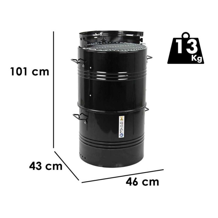 MasterCook Pit Barrel -hiiligrilli, Ø 47 cm, pizzauuni ja savustin