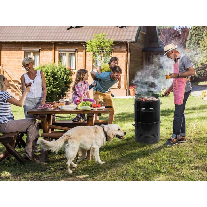 MasterCook Pit Barrel -hiiligrilli, Ø 47 cm, pizzauuni ja savustin