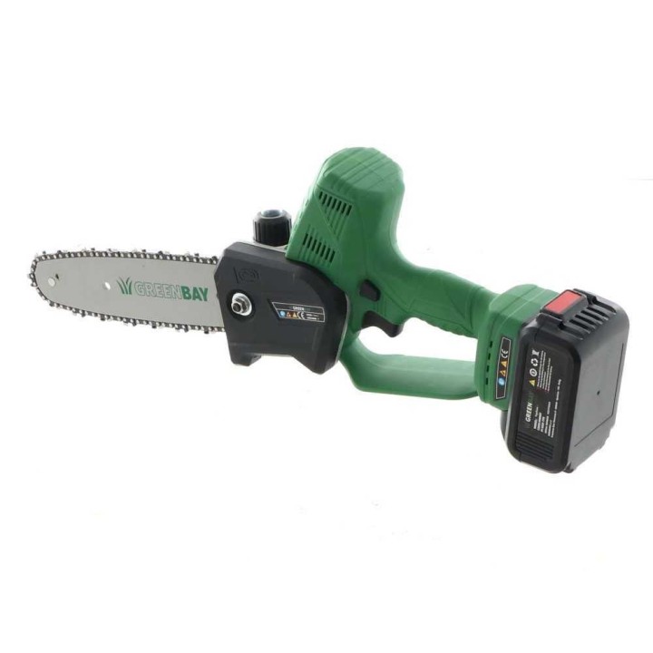 GreenBay TopSaw 8 akkukäyttöinen oksasaha, 400 W, 2 akkua 21 V 4 Ah