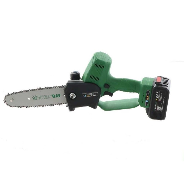 GreenBay TopSaw 8 akkukäyttöinen oksasaha, 400 W, 2 akkua 21 V 4 Ah