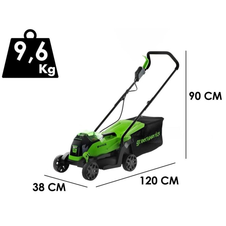 Greenworks GD24LM33 akkuruohonleikkuri, 24 V, 33 cm, ilman akkua ja laturia
