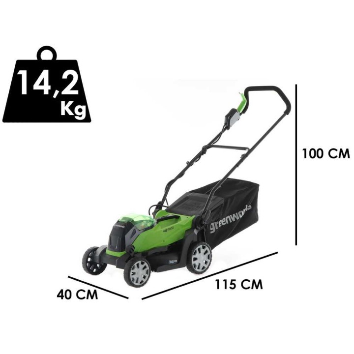 Greenworks G48LM36 akkuruohonleikkuri, 48 V, 36 cm, ilman akkua ja laturia