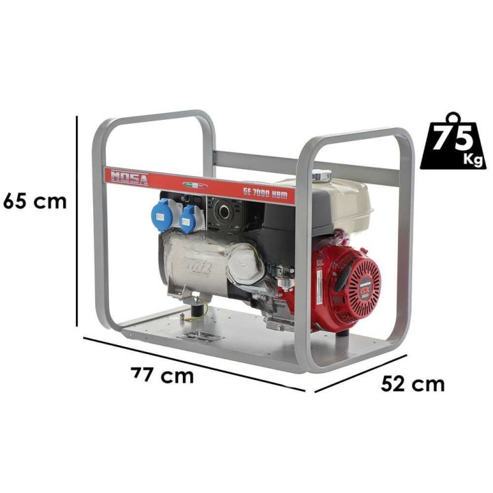 MOSA GE 7000 HBM bensiinikäyttöinen generaattori, 6 kW, 230 V, Honda GX390