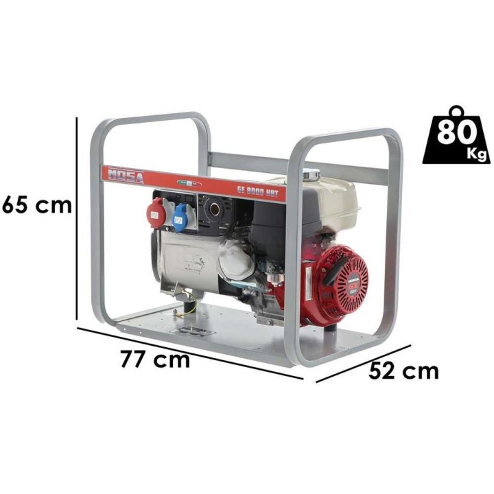 MOSA GE 8000 HBT kolmivaihegeneraattori, 6,4 kW, Honda GX390