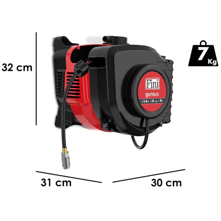 Fini Genius 230/50 seinälle asennettava öljytön kompressori, 1,5 HP, 8 bar