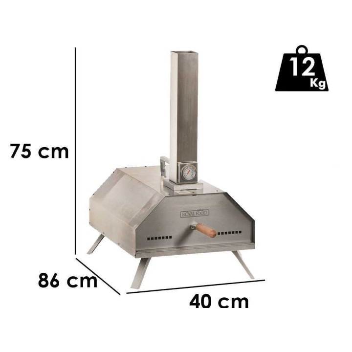 Royal Food CHIPSY 13 -pellettiuuni, 1 pizza, 34 × 34 cm, ruostumaton teräs