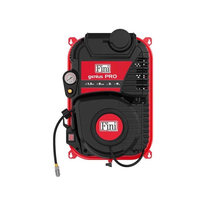 Fini Genius Pro 230/50 seinäkiinnitteinen kompressori, 1,5 HP, 8 bar, 2 l