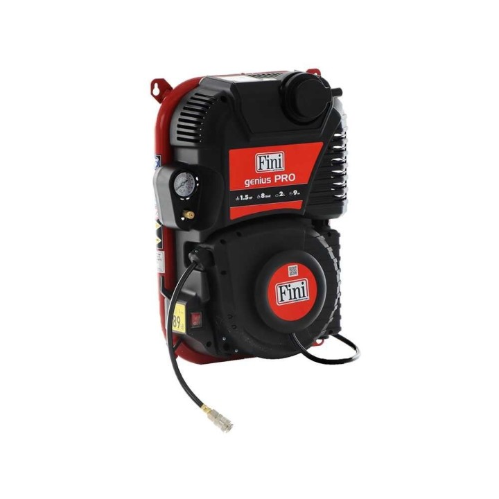 Fini Genius Pro 230/50 seinäkiinnitteinen kompressori, 1,5 HP, 8 bar, 2 l