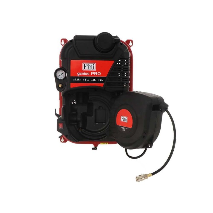 Fini Genius Pro 230/50 seinäkiinnitteinen kompressori, 1,5 HP, 8 bar, 2 l