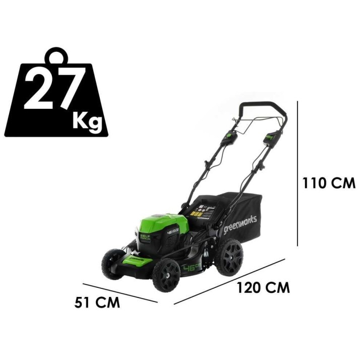 Greenworks GD48LM46SP akkuruohonleikkuri, 48 V, 4 Ah, 46 cm