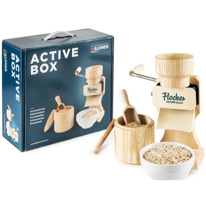 Waldner Active Box 180g manuaalinen hiutalointilaite, 60 g/min, ruostumattomat telat