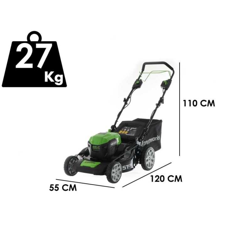 Greenworks GD48LM51SP akkuvetoleikkuri, 48 V, 4 Ah, 51 cm, 3-in-1