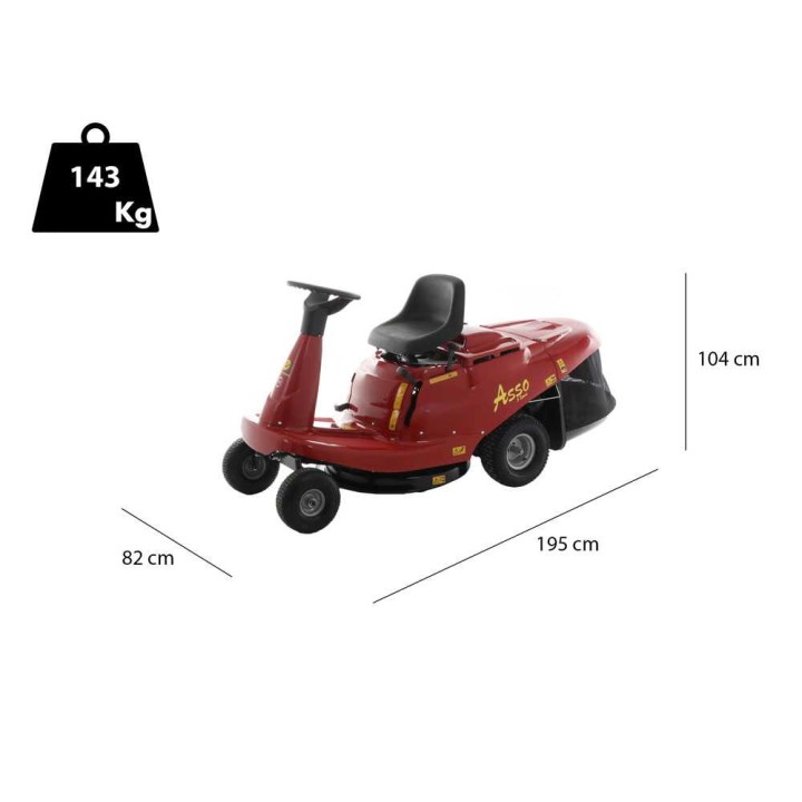 Eurosystems ASSO 67 päältä ajettava ruohonleikkuri, Loncin 352 cm³, 67 cm, 150 l