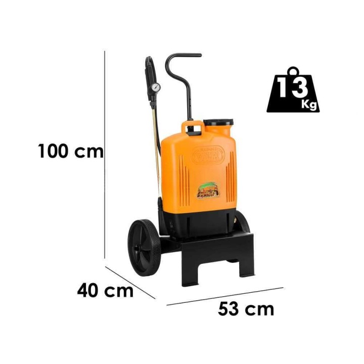 Volpi 22PTC akkukäyttöinen ruiskupumppu, 15 l, 12 V, pyörällinen kärry