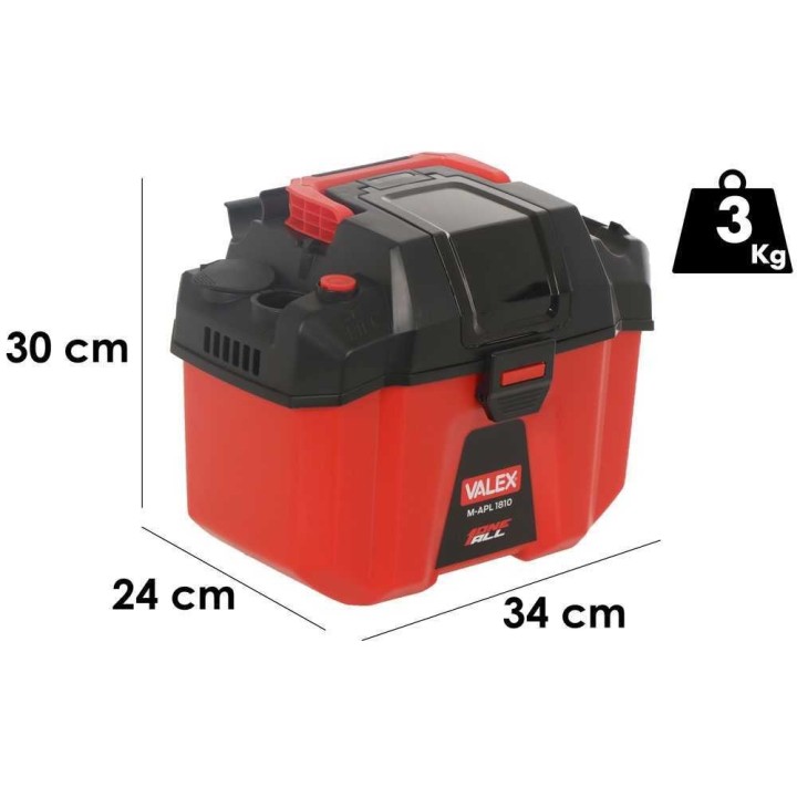 Valex M-APL 1810 akkukäyttöinen märkä- ja kuivaimuri, 10 l, ilman akkua ja laturia