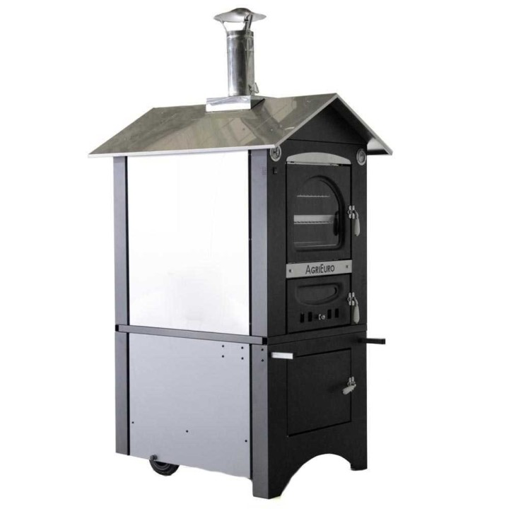 Medius 80 EXT INOX puulämmitteinen ulkouuni 3 paistotasoa 80 cm