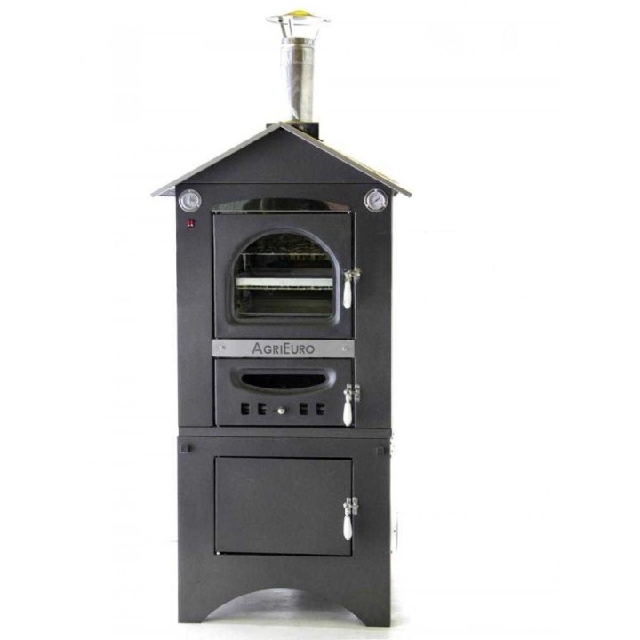 Medius 80 EXT INOX puulämmitteinen ulkouuni, 3 paistotasoa, 80 cm