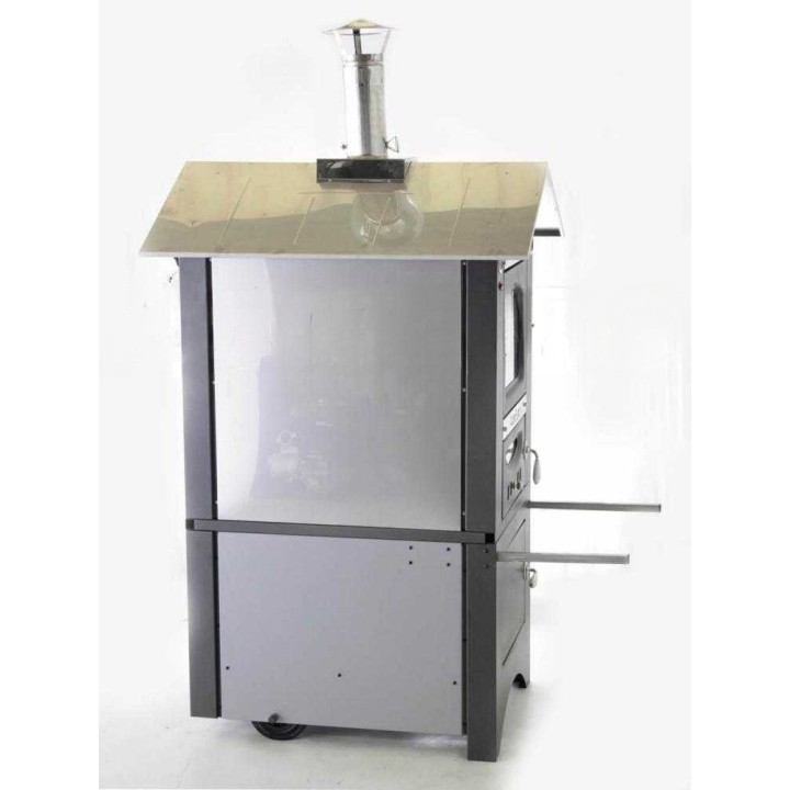 Medius 80 EXT INOX puulämmitteinen ulkouuni, 3 paistotasoa, 80 cm