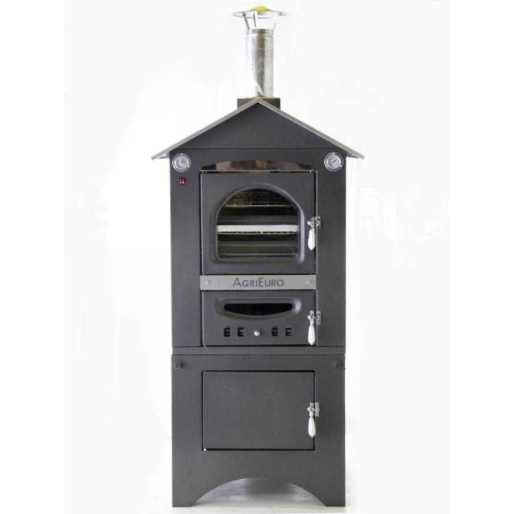 Medius 80 EXT INOX puulämmitteinen ulkouuni, 3 paistotasoa, 80 cm