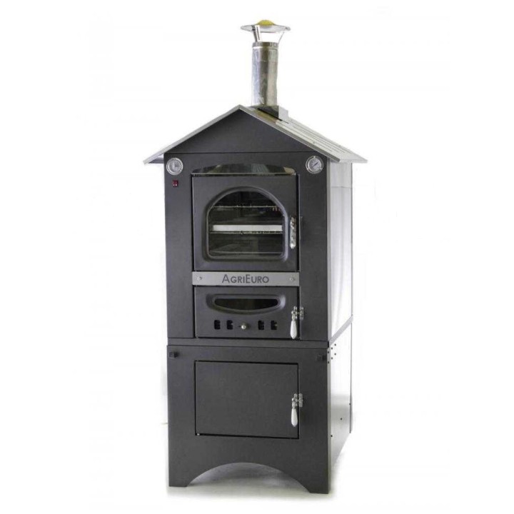 Medius 80 EXT INOX puulämmitteinen ulkouuni, 3 paistotasoa, 80 cm