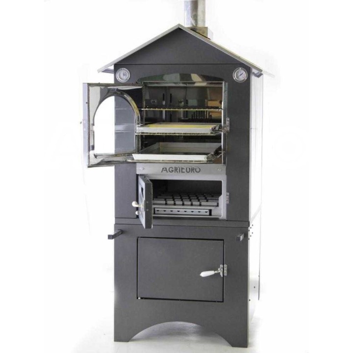 Medius 80 EXT INOX puulämmitteinen ulkouuni, 3 paistotasoa, 80 cm