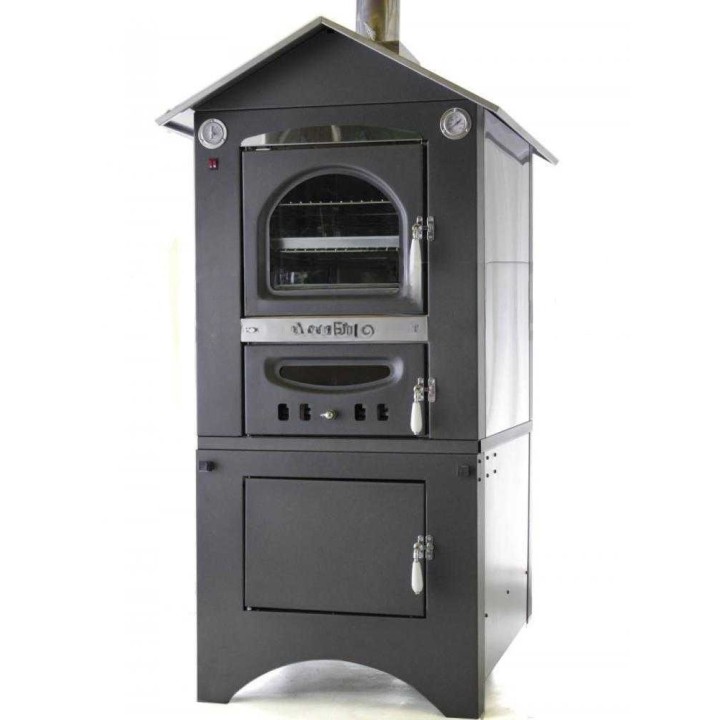 Medius 80 EXT INOX puulämmitteinen ulkouuni, 3 paistotasoa, 80 cm