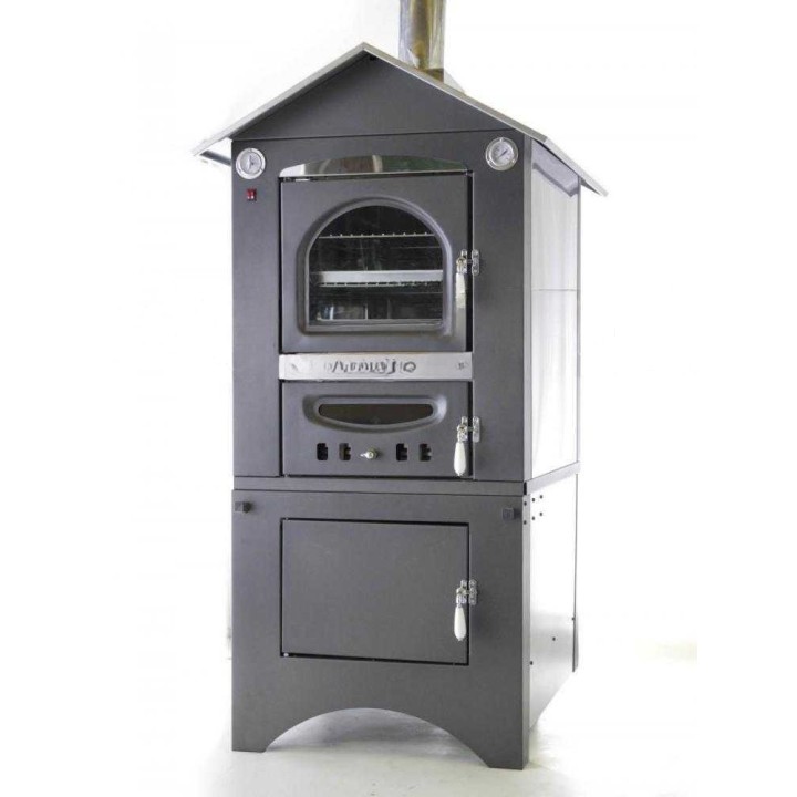 Medius 80 EXT INOX puulämmitteinen ulkouuni, 3 paistotasoa, 80 cm