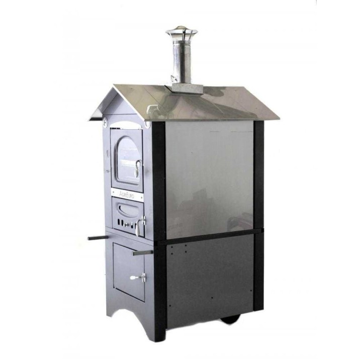 Medius 80 EXT INOX puulämmitteinen ulkouuni, 3 paistotasoa, 80 cm
