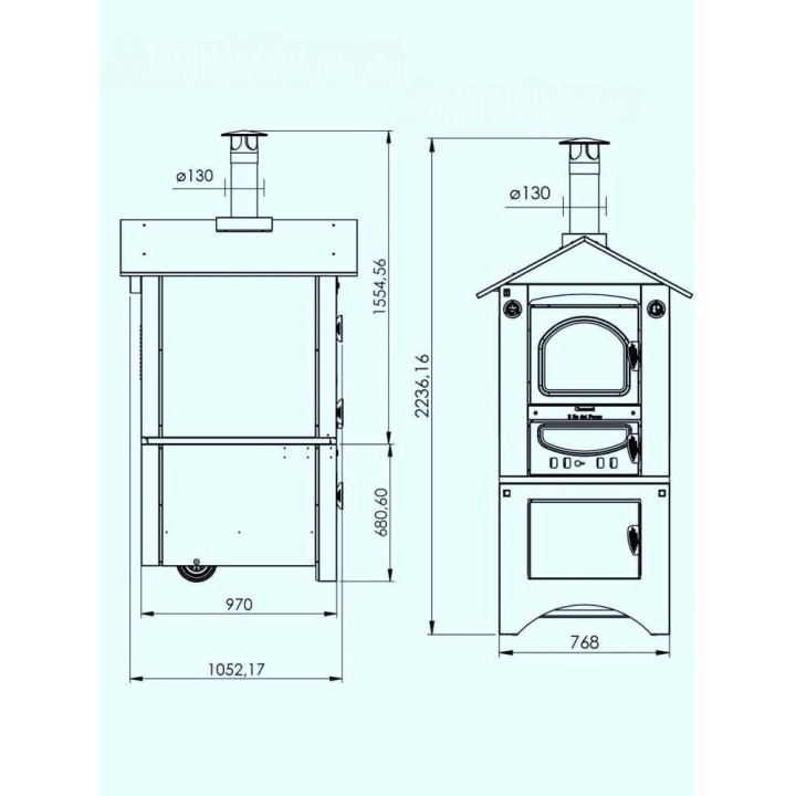 Medius 80 EXT INOX puulämmitteinen ulkouuni, 3 paistotasoa, 80 cm