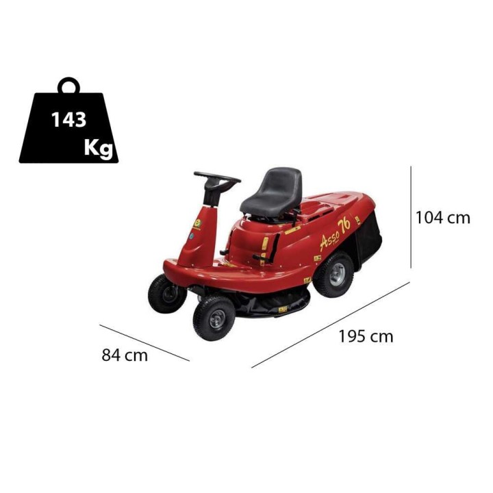 Eurosystems ASSO 76 mini-ajoleikkuri, 76 cm, 13 HP, 150 l keruusäiliö