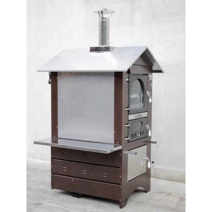 Medius 80 Deluxe EXT puulämmitteinen ulkouuni, 3 paistotasoa, ruostumaton teräs