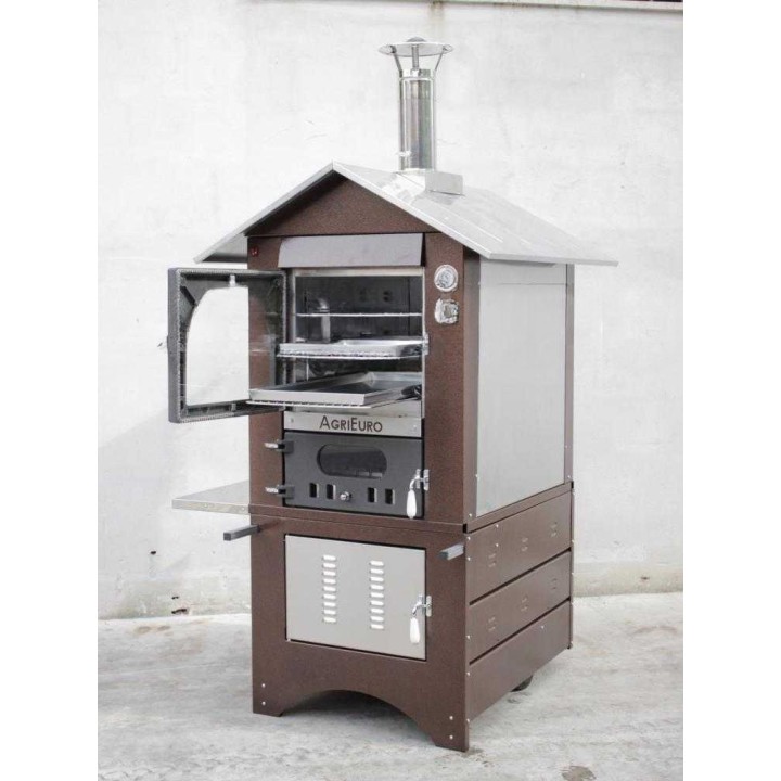 Medius 80 Deluxe EXT puulämmitteinen ulkouuni, 3 paistotasoa, ruostumaton teräs