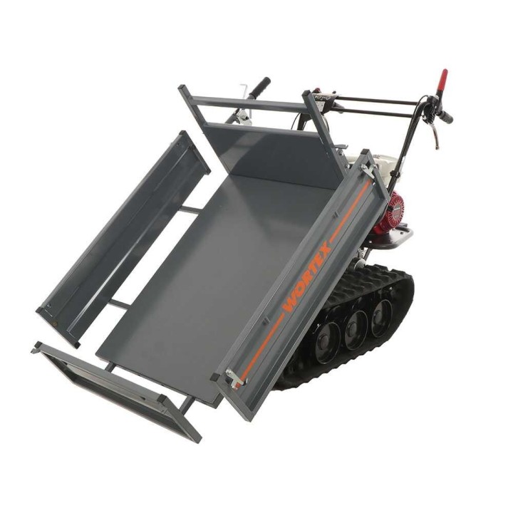 Wortex SFH 300 telaketjukärry, 300 kg, Honda GX200, laajennettava lava