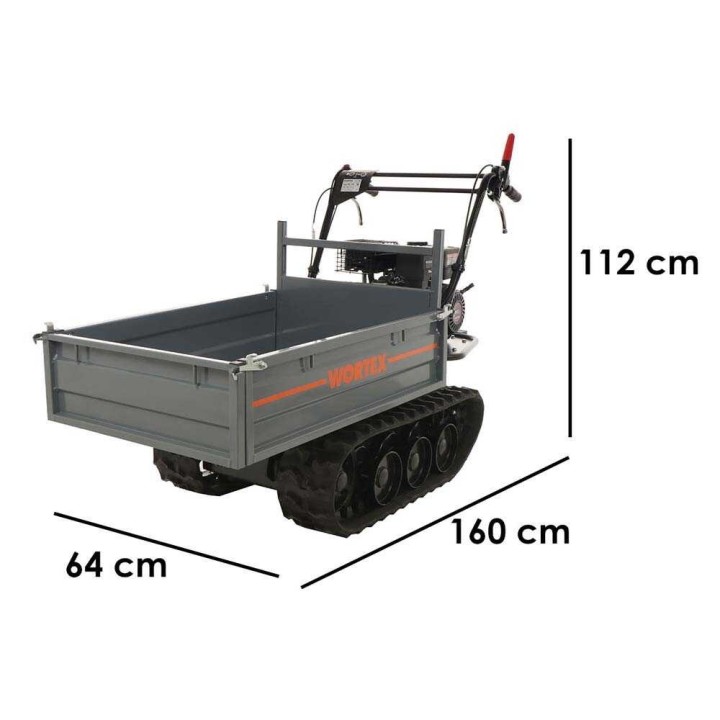Wortex SFL 300 telaketjukärry, 300 kg, 6,5 HP, pidennettävä lava