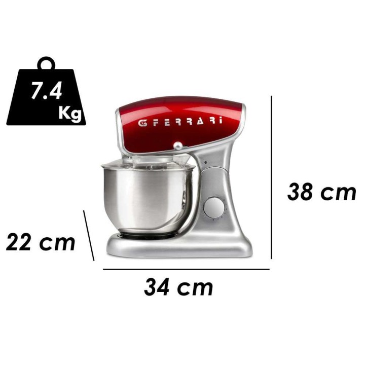G3 FERRARI Pastaio DELUXE planetaarinen yleiskone, 1 200 W, 5,2 l, punainen