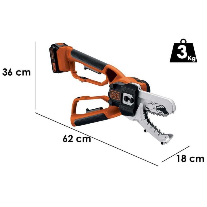 Black&Decker Alligator GKC1000L akkukäyttöinen oksasaha, 18 V, 2 Ah