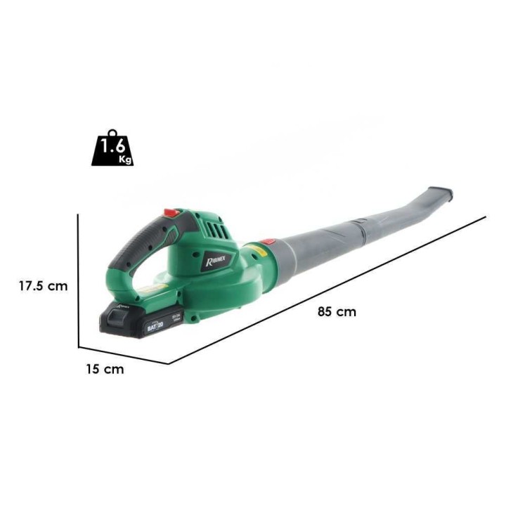 Ribimex PRBAT20-S akkukäyttöinen puhallin, 20 V, 2 Ah, 180 km/h